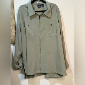 DCC WOMAN Stretch Shirt Jacket Green Zipper Front With Front Pockets Sz 26/28